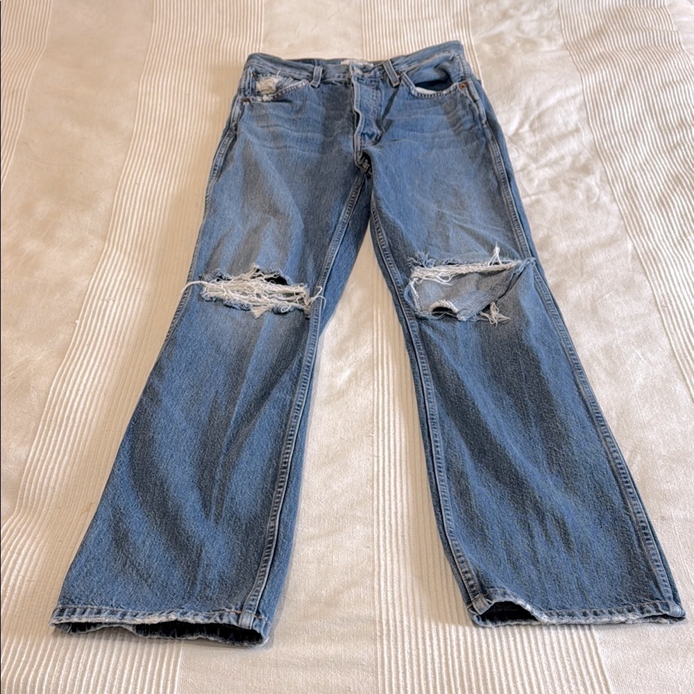 RE/DONE Originals 90s High Rise Loose Jeans with Distressed Details Size 28